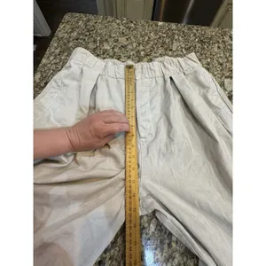 Free People High Rise Super Wide Leg Cuffed Khaki Trousers Pleated Size Large thumbnail 10