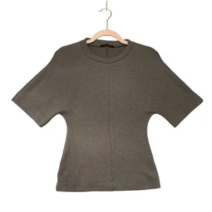 Zara Knit 2 Piece Set Top and Pants Taupe Brown‎ Seam Detail Medium thumbnail 2