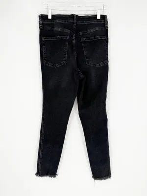 Free People High Rise Raw Hem Jegging Skinny Jeans Women’s 31 Faded Black thumbnail 3