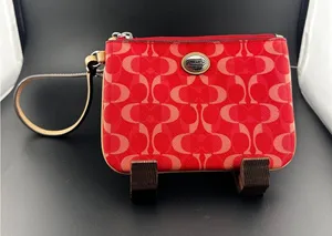 Coach Red Signature Wristlet Pouch thumbnail 1