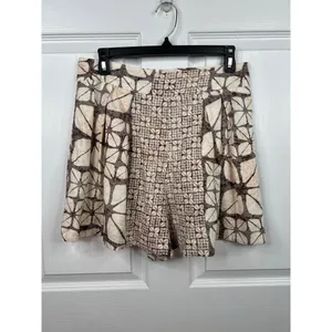 Karlie Shorts Womens Size Large Brown Beige High Waisted Pleated Batik Boho thumbnail 2