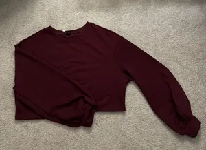 Maroon Crop Sweater Red thumbnail 3