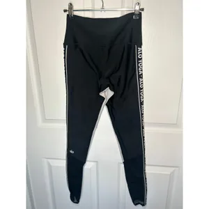 Alo Yoga Leggings High Waist Logo Side Stripe Small Black Mesh Colorblock Active thumbnail 4