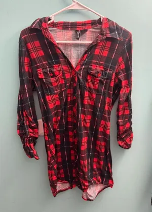 Long sleeve flannel dress thumbnail 1