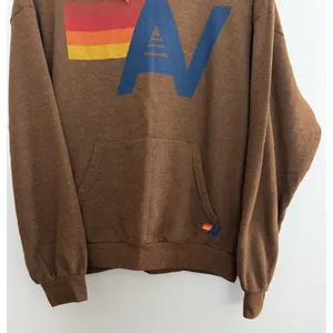 Aviator Nation Logo Pullover‎ Relaxed Hoodie Chocolate Size Small thumbnail 5