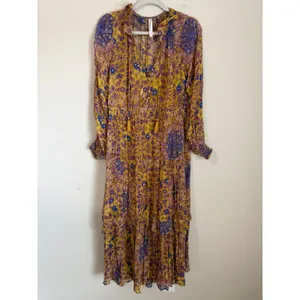Anthropologie Chiffon Maxi Dress Womens Medium Semi Sheer Mandala Print thumbnail 2