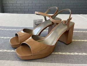 NWT Worthington Lessing Block Heel Sandals Square Toe Camel Tan Size 10 thumbnail 4