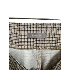 Maurices Women'S Brown tan Plaid Wide Leg Pleated‎ Trousers Size 4 thumbnail 2