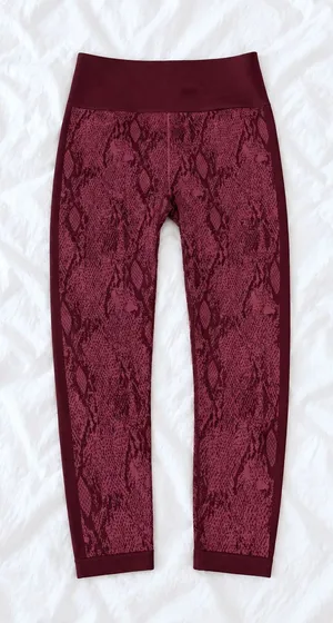 Fabletics Burgundy Snakeskin Leggings – Size L thumbnail 1