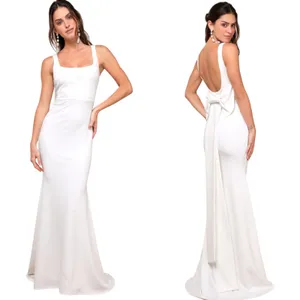Lulus Loving Fate White Bow Square Neck Backless Maxi Dress size M thumbnail 2