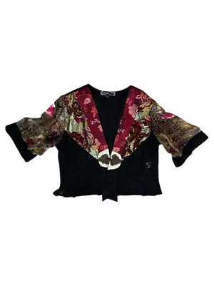 Vintage Spencer Alexis Velvet Silk Burnout Embroidered Kimono Whimsygoth Artsy thumbnail 2