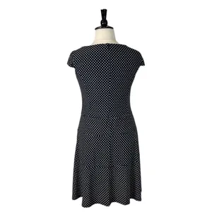 Nine & Co Aline Dress Cap Sleeves Black White Polka Dot Boatneck Women’s Size 14 thumbnail 4