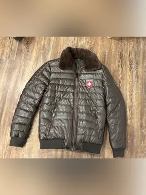 Woman’s Switzerland Patches Puffer Jacket Faux Fur Collar Medium Winter Warm thumbnail 6