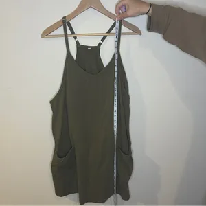 Romper Dress Shorts Women Large Green Adjustable Straps Pockets Summer Lined thumbnail 4