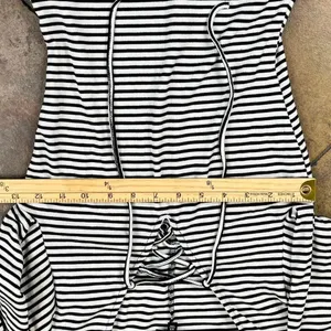 Who What Wear Black White Striped Lace Up Neck Long Sleeve Bodysuit XS thumbnail 6
