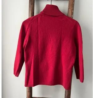 Ann Taylor Cashmere Turtleneck Sweater 3/4 Sleeve Red Size M thumbnail 2