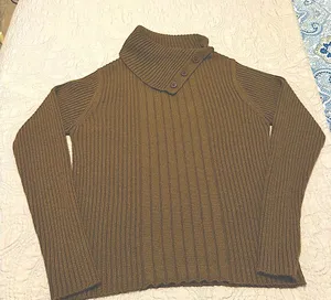 Large Derek Heart Brown Chunky Knit Turtleneck Sweater thumbnail 1