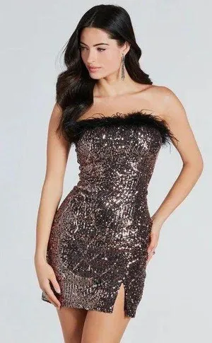 Windsor Shine Tonight Sequin Marabou Mini Dress thumbnail 1