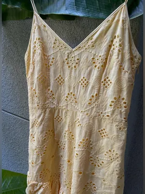 Sam Edelman 100% cotton Tiered Ruffle Cotton Eyelet‎ Yellow Dress Size 2 thumbnail 3