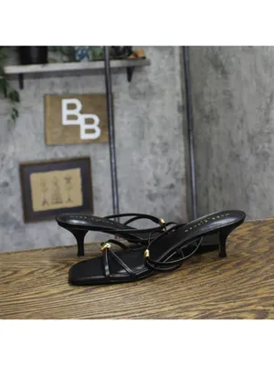 Marc Fisher Strappy Baizel Heeled Sandal MLBAIZEL Black Leather 9.5M thumbnail 7
