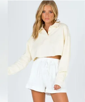 Zara Cream Button Down Crop Top thumbnail 1