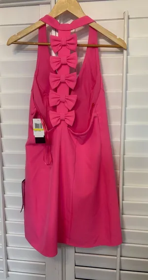 Seni & Cade Pink Bow Back Dress Size Medium thumbnail 1