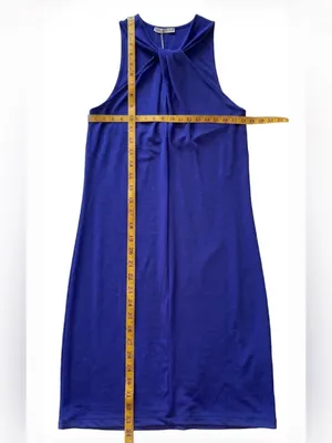 NWT Zara Royal Blue Halter Twist Neck Dress Size Large thumbnail 5