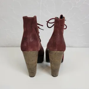 Steve Madden Women's Boots 7.5 Raspy Burgundy Wine Nubuck Suede Platform Lace Up thumbnail 5