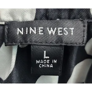 Nine West Black White Polka Dot Silk Blouse Top Women's Size‎ L thumbnail 3