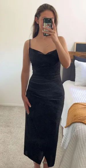 Laundry by Shelli Segal velvet black sparkle dress thumbnail 1