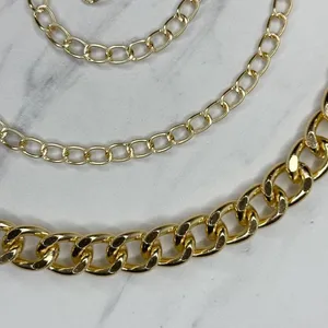 Womens Chunky Gold Tone Metal Chain Link Belt Adjustable Y2K OS ✨ thumbnail 4