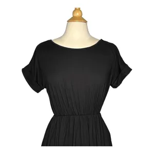 Entro Midi Dress Womens Small Black Open‎ Tie Back Short Sleeve Pockets 6164 thumbnail 10
