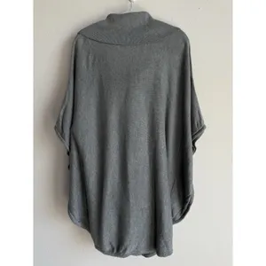 White House Black Market Women Size M Gray Cowl Neck Kangaroo Pocket Poncho Boho thumbnail 7
