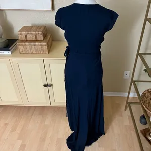 REFORMATION Navy Blue Chamomile Wrap Dress Size XS‎ thumbnail 6