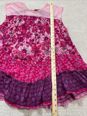 Free People Angelica Printed Tunic Mesh Top Pink Floral Blouse Sleeveless XS/TP thumbnail 13
