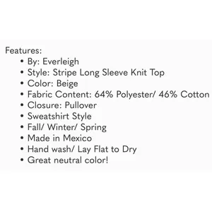 Everleigh Shirt Womens Steipe Knit Pullover Sweater Cream Oatmeal Medium NWT thumbnail 8