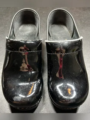 Dansko Women’s Size 36 Xp 2.0 Wedge Slip On Black Patent Leather Casual Clogs thumbnail 4