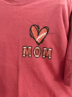 Comfort Colors Red MOM Heart Football Graphic Tee thumbnail 2