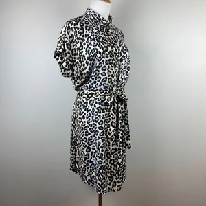 Style Envy Mini Dress XL‎ Leopard Animal Print Beige Black Belted Button thumbnail 4