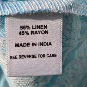 Coral Bay Linen Sleeveless Button Front Shirt Turquoise & White M thumbnail 6