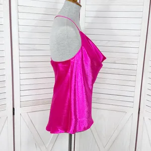 Express Satin Drape Front String Racerback Camisole Top Hot‎ Pink Medium thumbnail 4