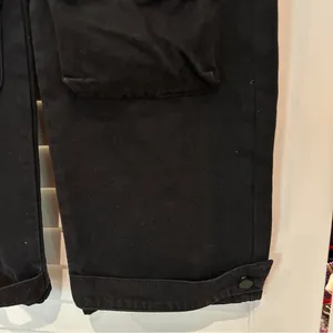 New Edikted Wide Leg Jeans Sz S Oversized Boyfriend Cargo Black Mid-rise Y2K thumbnail 6