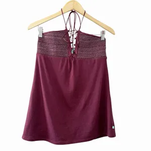 Y2K Hollister Beaded Babydoll Tiered Halter Top Womens L Burgundy Fairycore thumbnail 2
