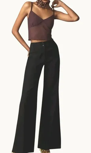 Maeve Anthropologie The‎ Junie Jean Black Wide Leg Petite Pants 27P thumbnail 1