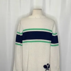 ALASHAN Cashmere Pickleball Sweater Pullover Sporty Text Script Preppy X thumbnail 7