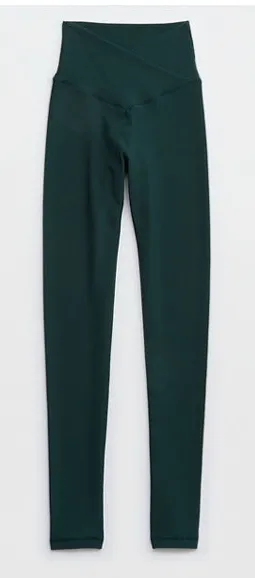OFFLINE by Aerie Real Me Waffle High Waisted Crossover Legging Green NEW Medium thumbnail 1