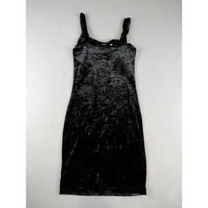 Cheap Monday Black Crushed Velvet Bodycon Mini Dress Sleeveless Sheath Womens thumbnail 2
