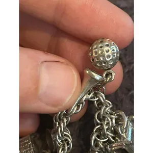 S53 bracelet Kookoo golf Santa and more 925 sterling silver heavy 7.25 inch long thumbnail 11