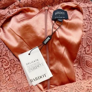 NWT Bardot Isla Dress Sz Small Copper Rose Lace Ruched Long Sleeve Mini Cocktail thumbnail 10