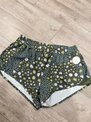 aerie Olive Floral Athletic Shorts with Blue & White Daisies thumbnail 3